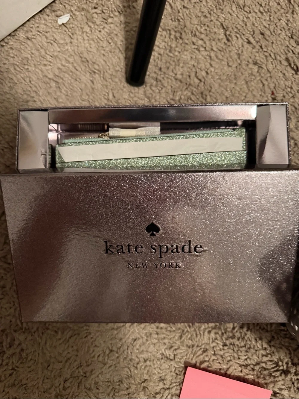 NWT Kate Spade Mint Green Glitter Wallet